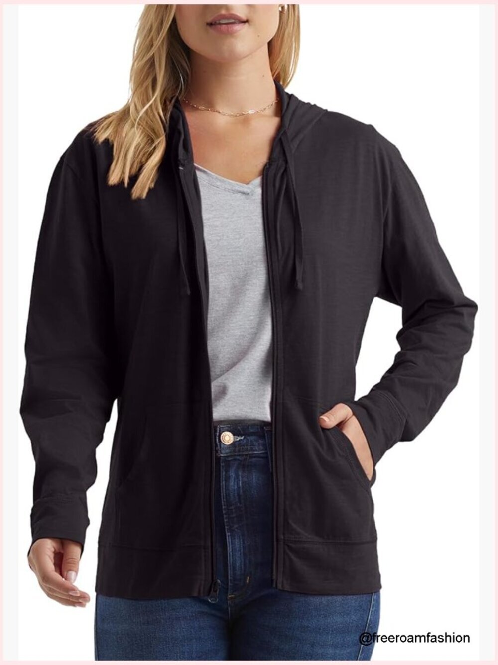 Slub Knit Full-Zip Hoodie Textured Cotton Zip-up Hoodie